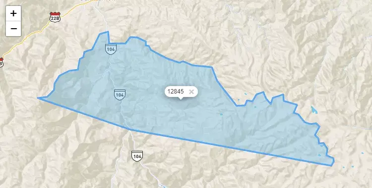Mapa de la zona del código postal 12845 en Vitoc, Junín