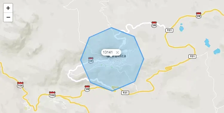 Mapa de la zona del código postal 13141 en Quiruvilca, La Libertad