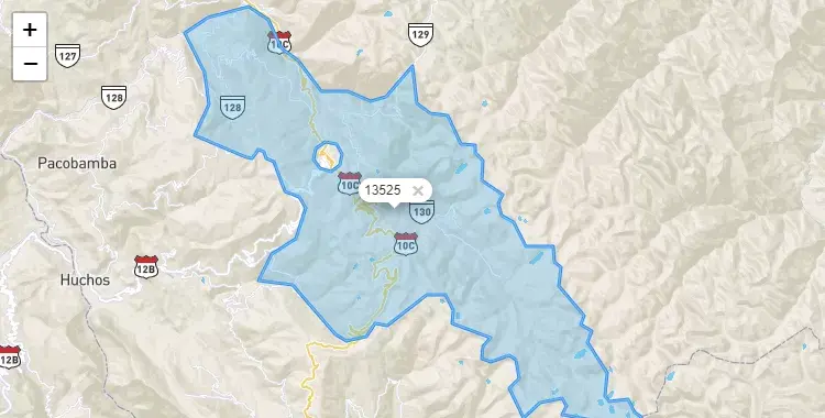 Mapa de la zona del código postal 13525 en Tayabamba, La Libertad