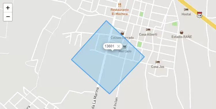 Mapa de la zona del código postal 13601 en Moche, La Libertad