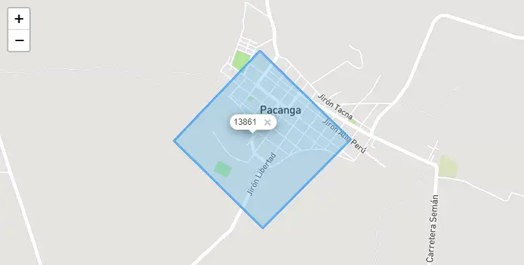 Mapa de la zona del código postal 13861 en Pacanga, La Libertad