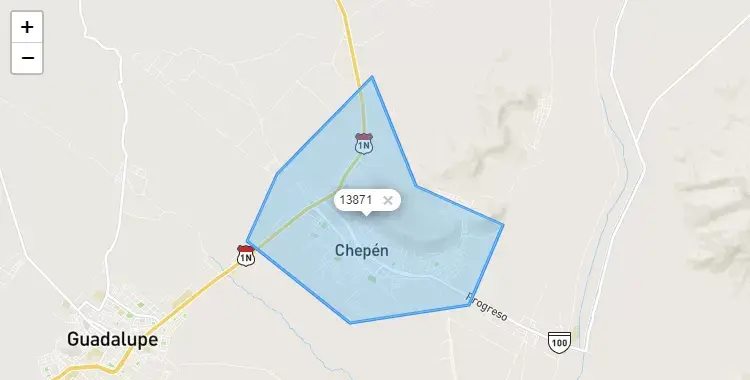 Mapa de Chepén, capital de la provincia de Chepen, La Libertad