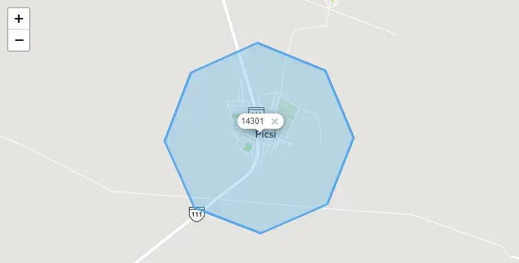 Mapa de la zona del código postal 14301 en Picsi, Lambayeque