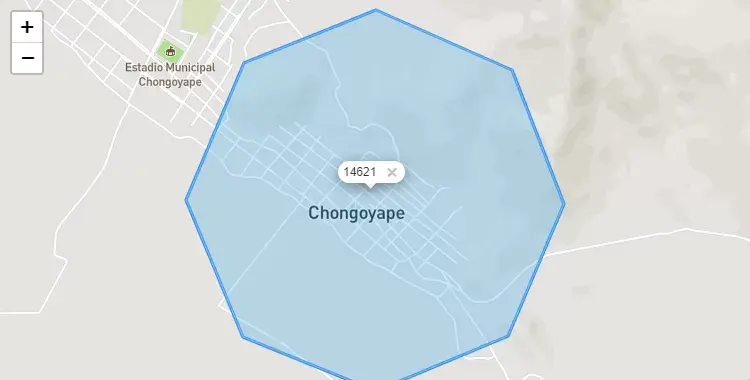 Mapa de la zona del código postal 14621 en Chongoyape, Lambayeque