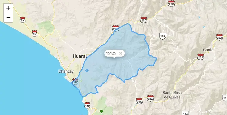 Mapa de la zona del código postal 15125 en Aucallama, Lima