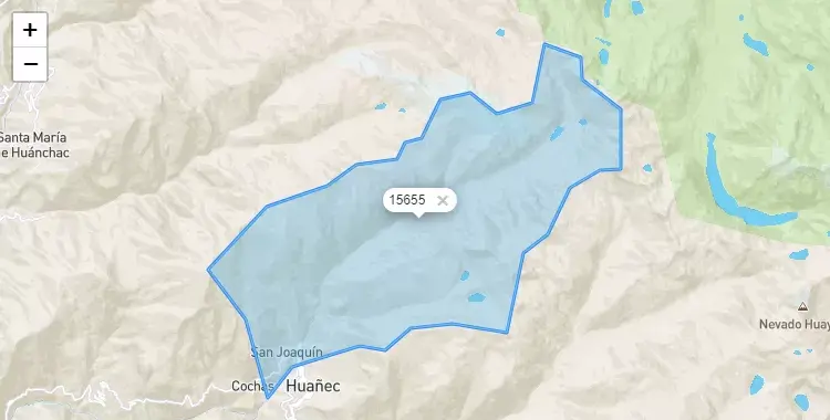 Mapa de la zona del código postal 15655 en San Joaquin, Lima