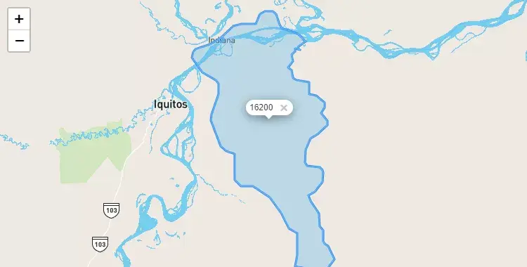 Mapa de la zona del código postal 16200 en Indiana, Loreto