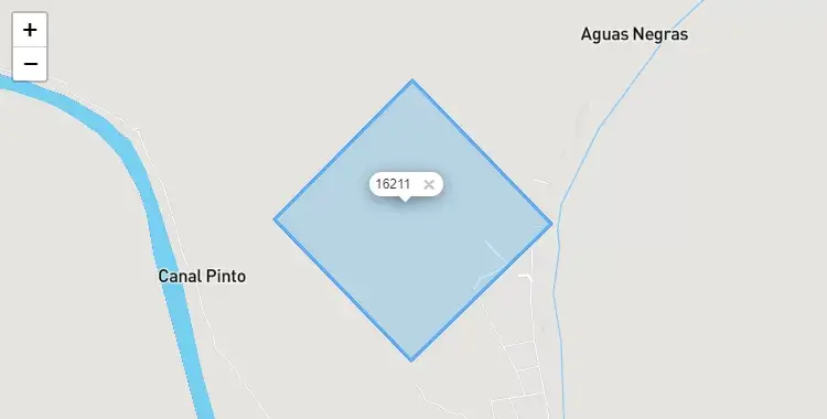 Mapa de la zona del código postal 16211 en Las Amazonas, Loreto