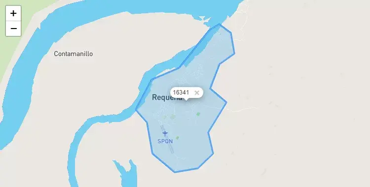 Mapa de Requena, capital de la provincia de Requena, Loreto