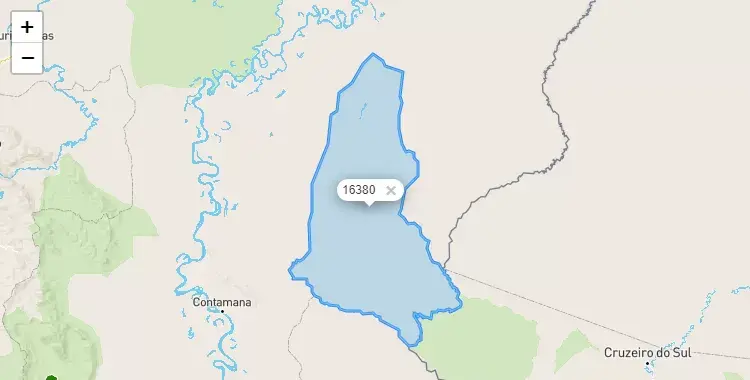 Mapa de la zona del código postal 16380 en Alto Tapiche, Loreto