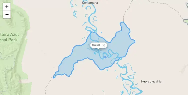 Mapa de la zona del código postal 16490 en Padre Marquez, Loreto