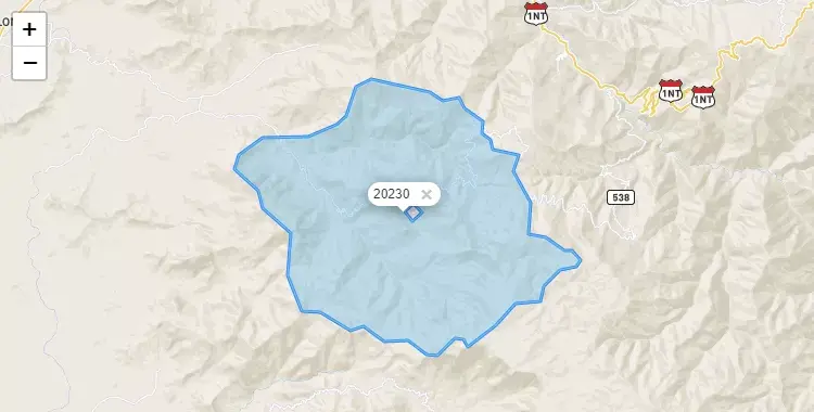 Mapa de la zona del código postal 20230 en Sapillica, Piura
