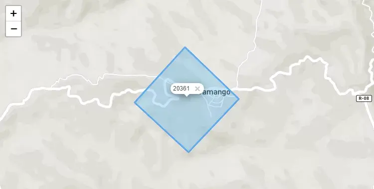 Mapa de la zona del código postal 20361 en Yamango, Piura