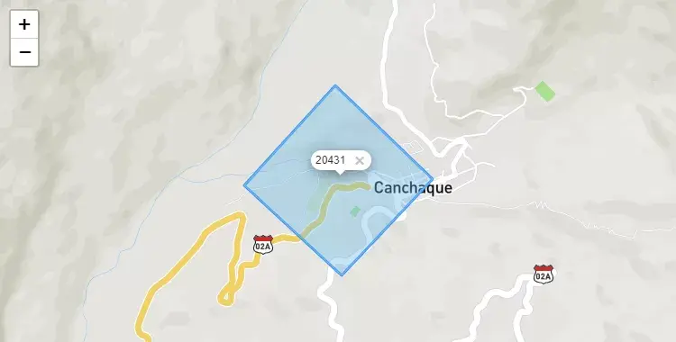 Mapa de la zona del código postal 20431 en Canchaque, Piura