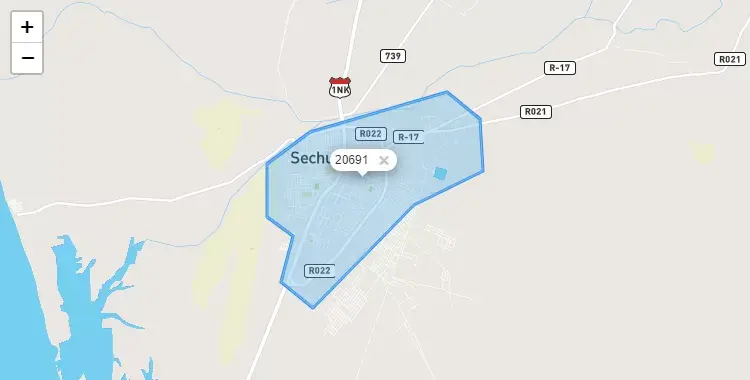 Mapa de Sechura, capital de la provincia de Sechura, Piura