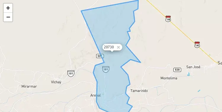 Mapa de la zona del código postal 20730 en Amotape, Piura