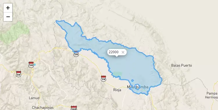 Mapa de la zona del código postal 22000 en Moyobamba, San Martín