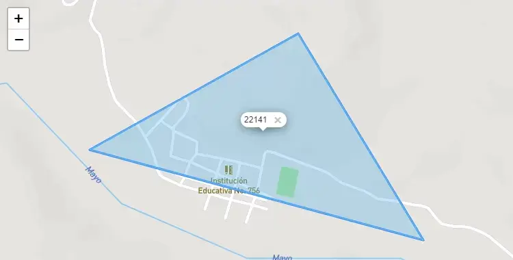 Mapa de la zona del código postal 22141 en Pinto Recodo, San Martín