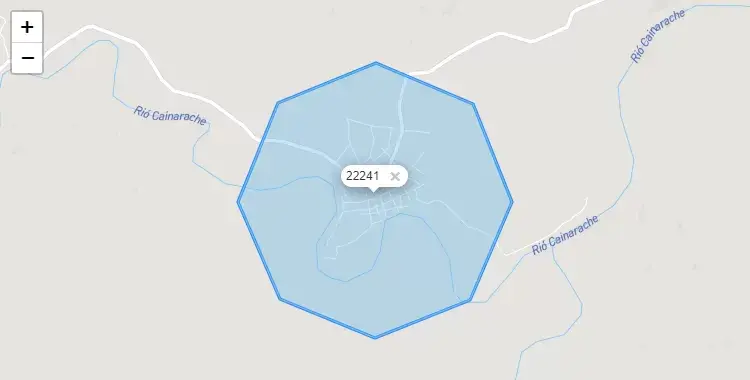 Mapa de la zona del código postal 22241 en Barranquita, San Martín